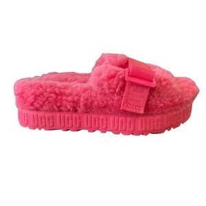 UGG Women's Pink Fluffita Slide Sandals Sheepskin Slippers Shoes Size 7